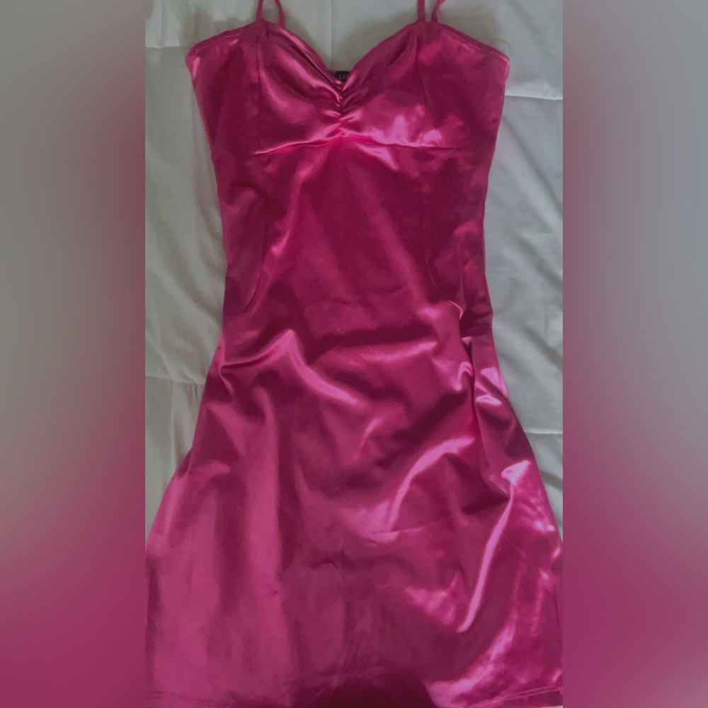 Pink silk mini dress